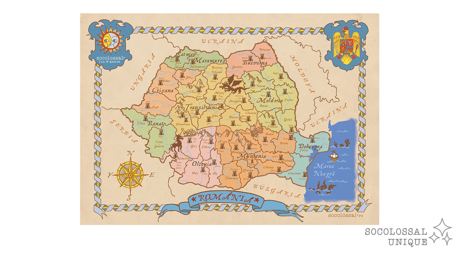 Produs digital: Harta Fantastică a României - Poster Printabil