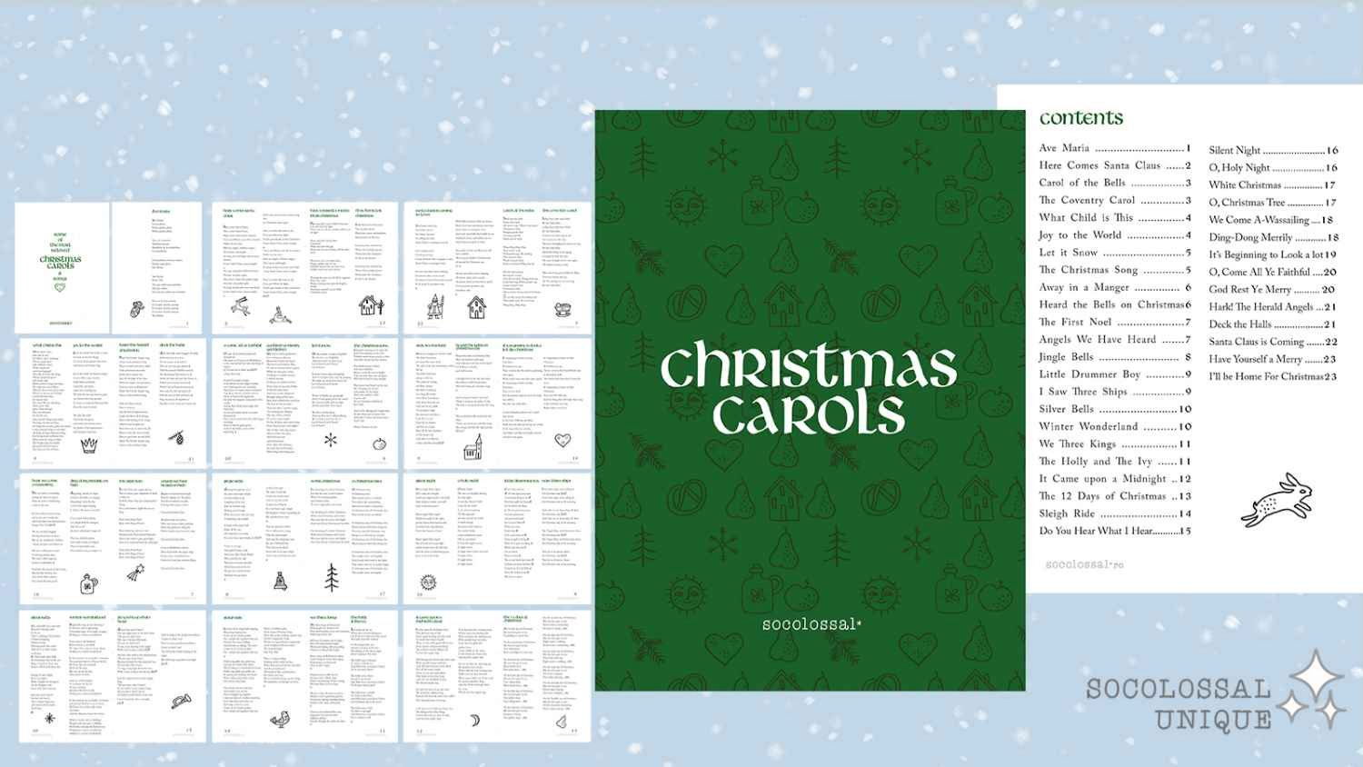 Produs digital: Christmas Carols - Carte de Cântece de Crăciun Printabilă În Limba Engleză